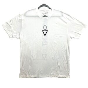 Moment Sports T- Shirt Mens XXL White Graphic Geometric Logo Vertical Back Print